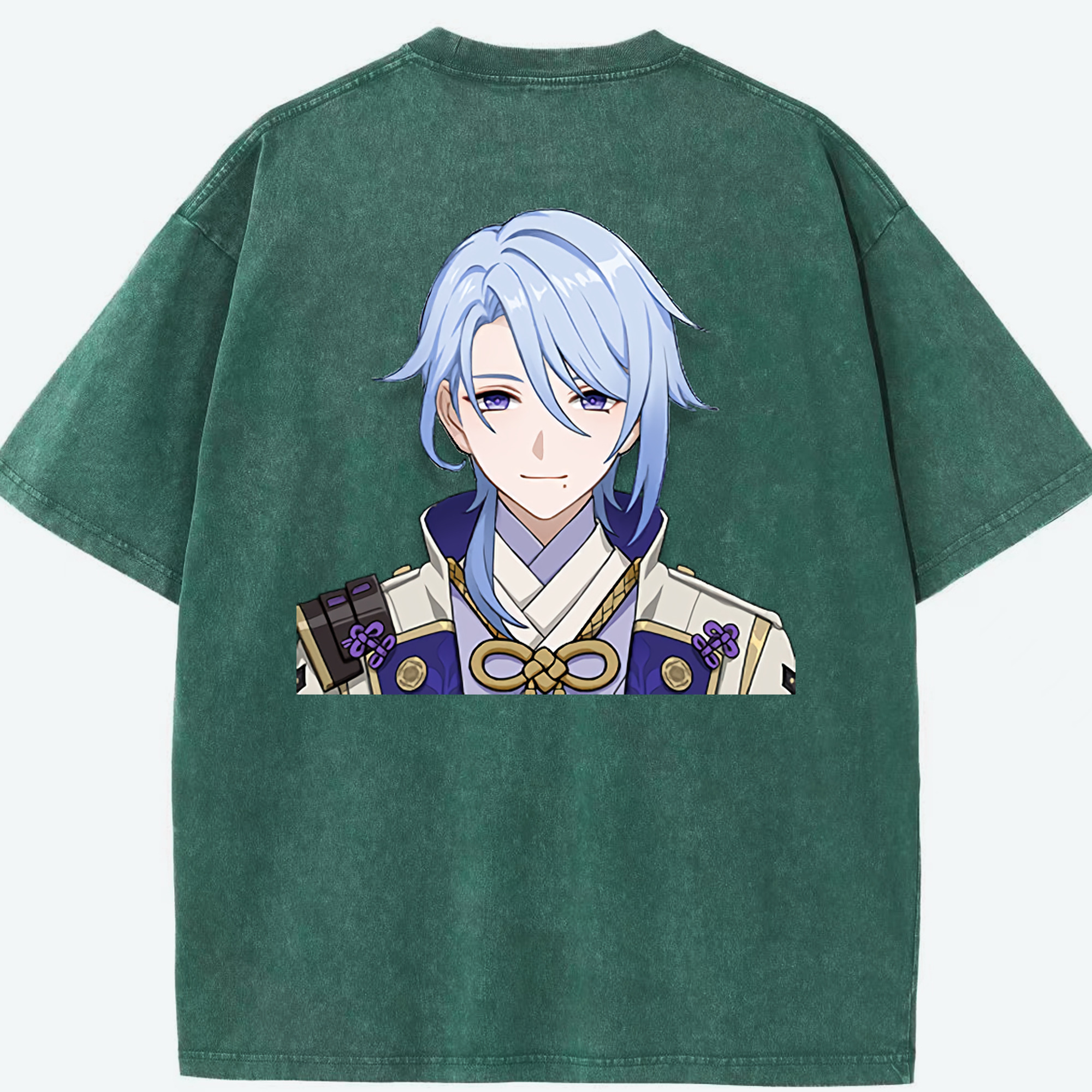 げんし神 神里綾人 かみさとあやと genshin Kamisato Ayato 綿100% ヴィンテージ風 半袖Tシャツ（背面プリント）